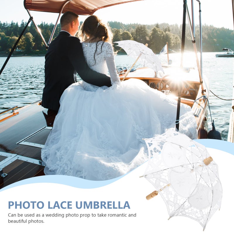 1PC Wedding Lace Umbrella Photography Prop Handle Umbrella - Image 2