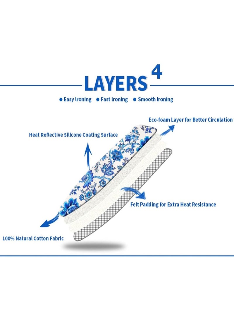 L&E Ironing Board Cover, 135 * 56cm Inch Standard Ironing Board Cover with Elastic Edge and Hook and Loop Fasteners Scorch and Stain Resistant Cotton Ironing Covers with Insulation Network  - Image 2