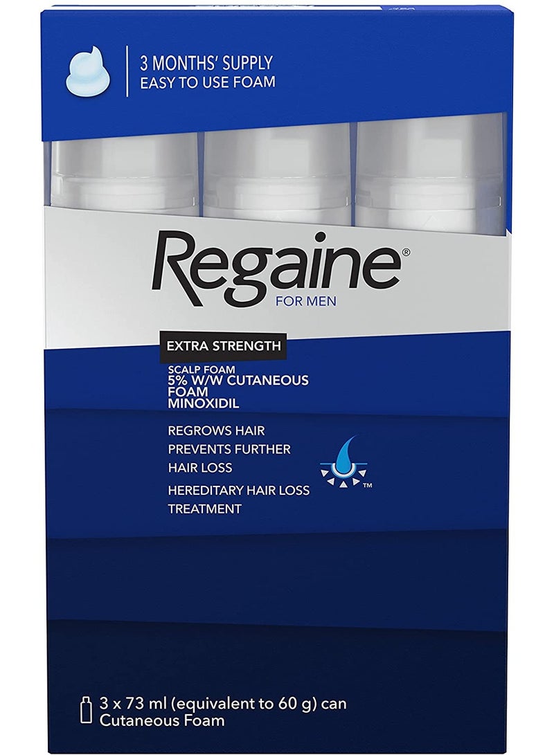 Regaine for Men Hair Loss & Hair Growth Scalp Foam Treatment with Minoxidil 3 Month Supply, 3 x 73ml - Image 2