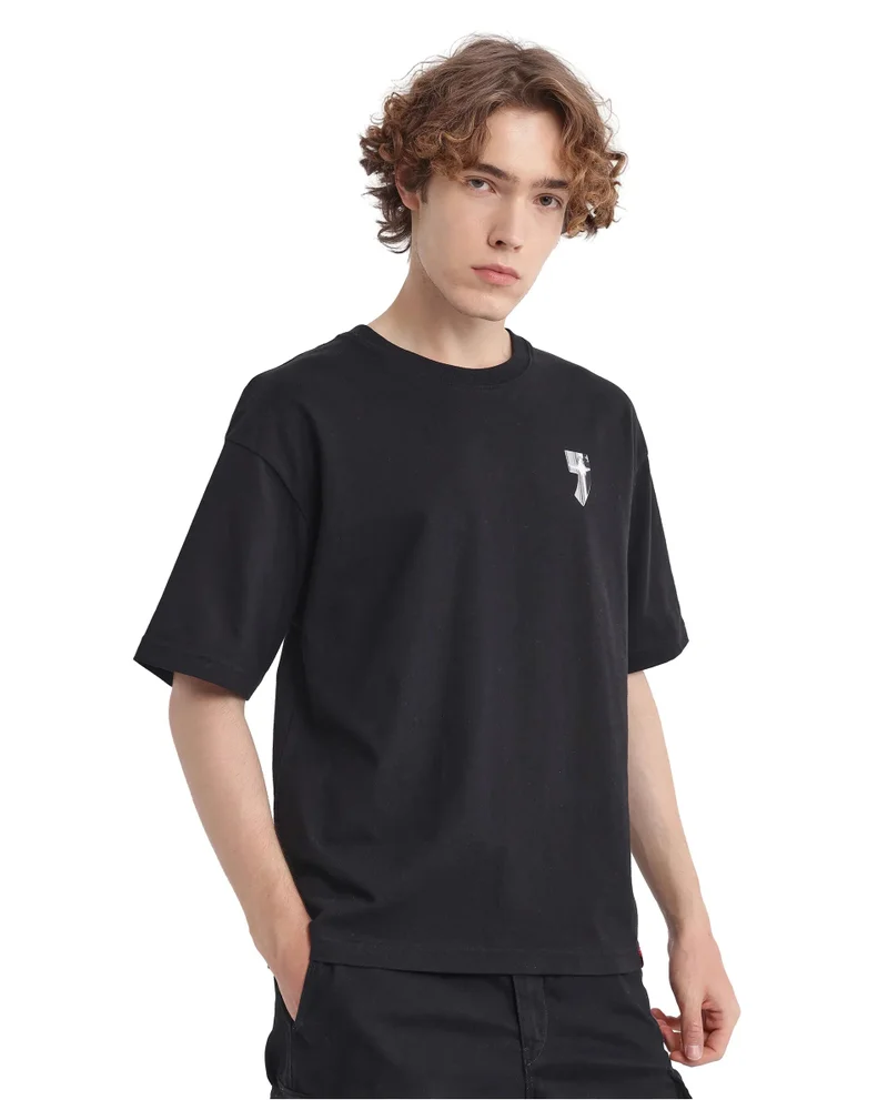 Rare Rabbit Men's Typography Print Oversized T-Shirt