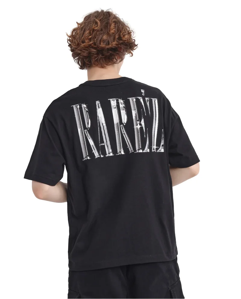Rare Rabbit Men's Typography Print Oversized T-Shirt