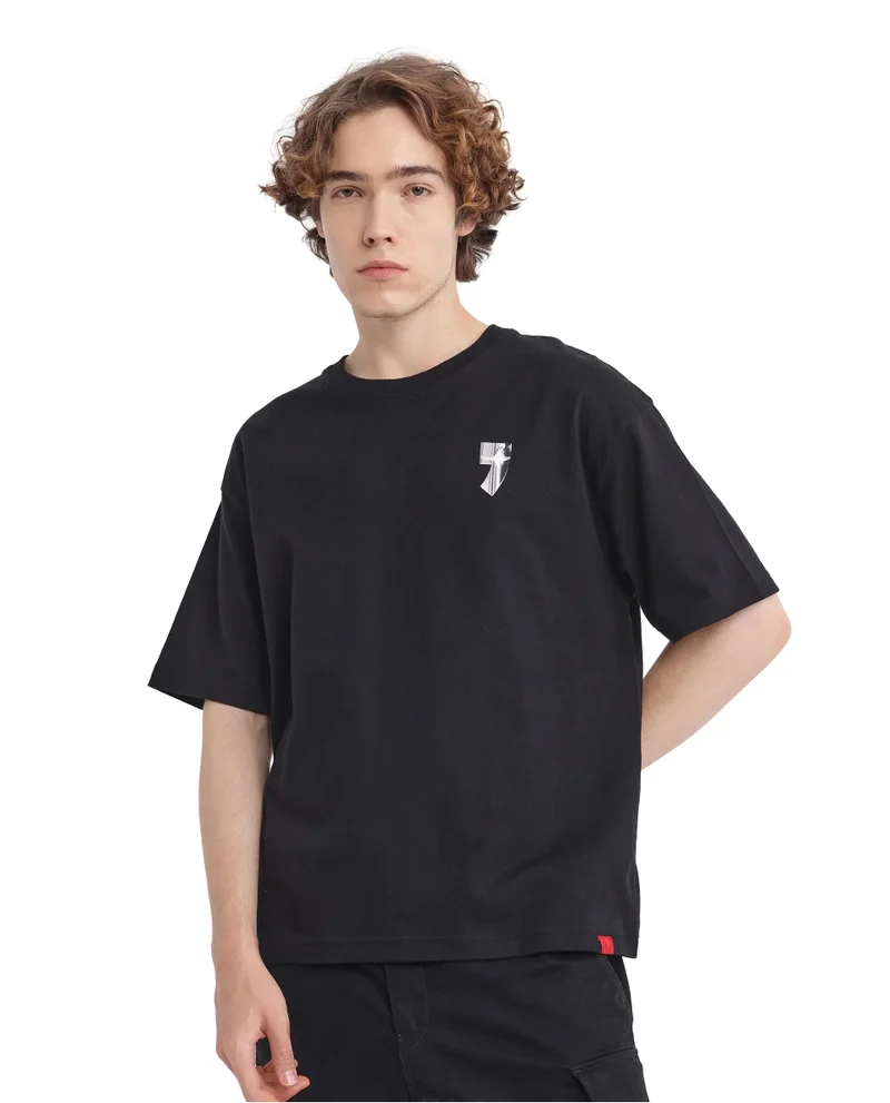 Rare Rabbit Men's Typography Print Oversized T-Shirt