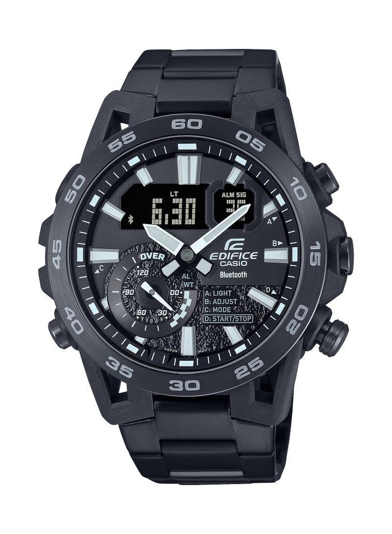 CASIO ساعة Edifice أنالوج+رقمية للرجال من الفولاذ المقاوم للصدأ ECB-40BK-1A