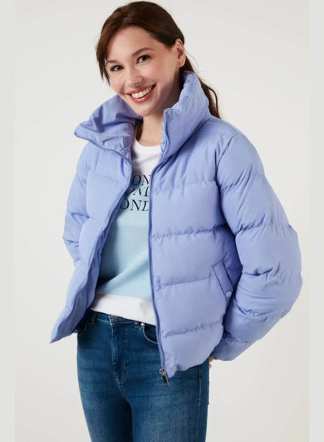 Lela Lela Stand Collar Pocketed Padded Short Jacket Women's JACKET 6020045