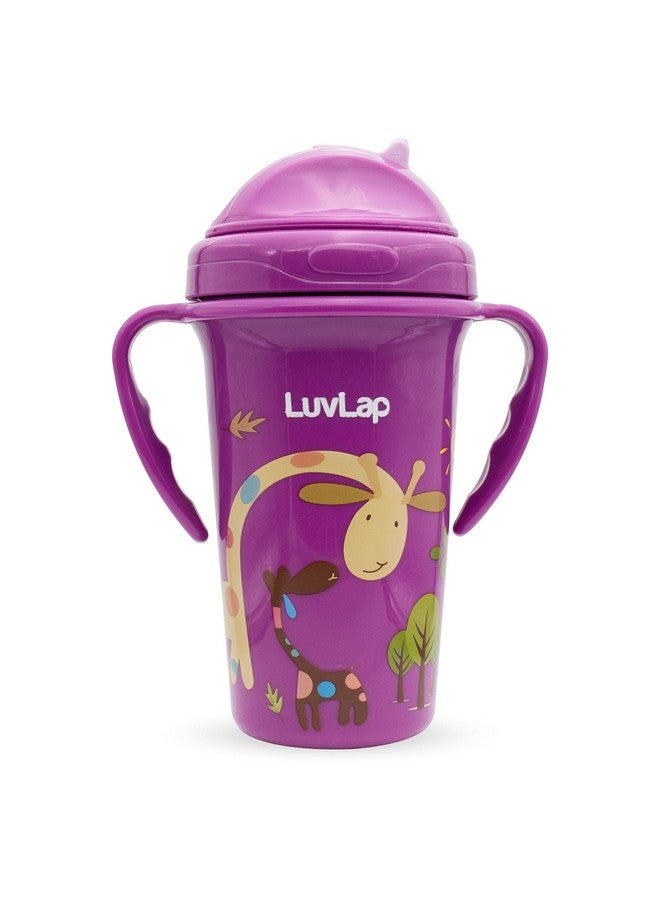 Luvlap Tiny Giffy Sippy Cup, Silicone Straw, Bpa Free, 300 Ml 18M+ (Purple) - Image 1