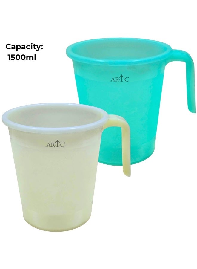 ARTC 1500ml (1.5L) Transparent Colored Plastic Pouring Jug with Ergonomic Handle & Easy-Pour Spout, Multi-Purpose Kitchen Pitcher, Plastic Water Jug, Mixing Jug & Utility Pitcher for Food Preparation, Cooking, Baking, Cleaning & Household Use, 1 Piece, Assorted Transparent Color (Color Sent Based on Availability) - Image 1