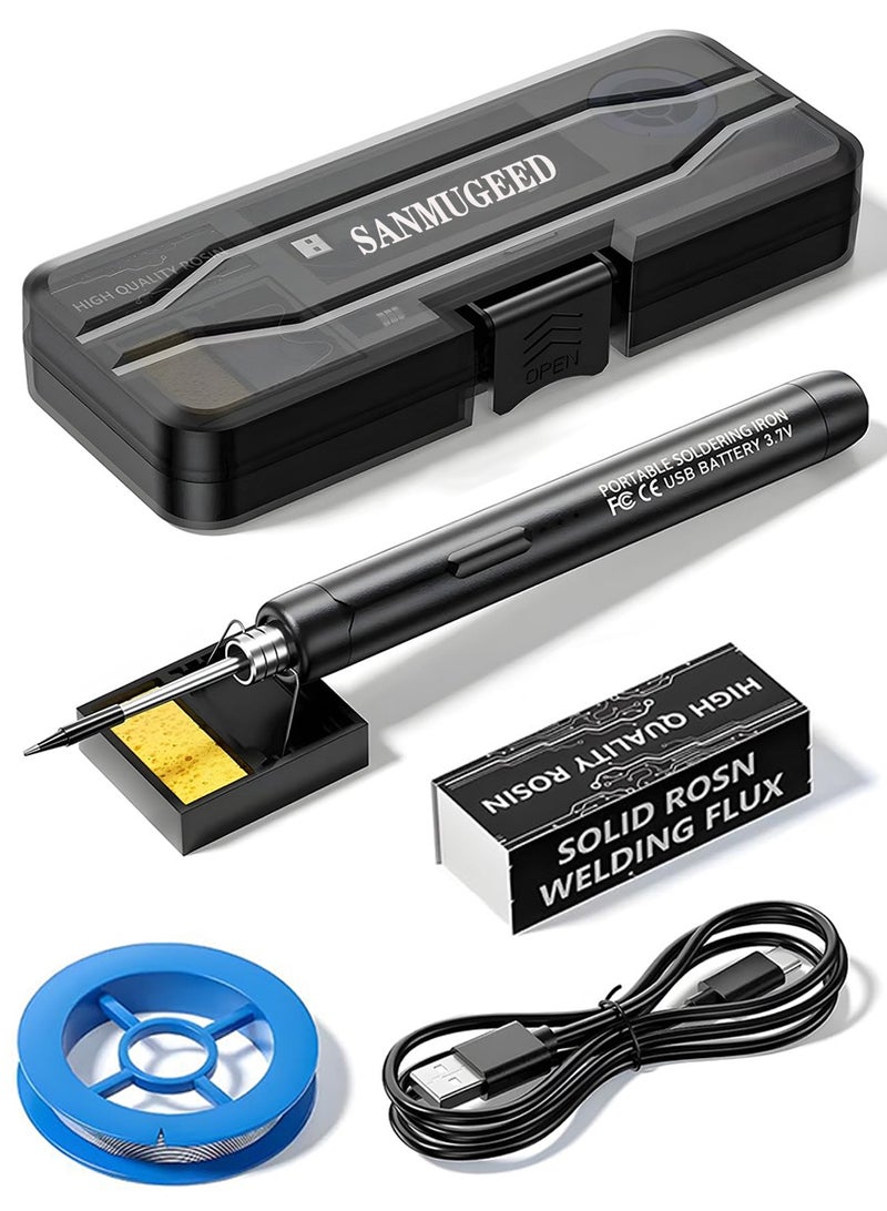 SANMUGEED USB Portable Electric Soldering Iron Kit Soldering Welding Pen with 300-450℃ Temperature Adjustment Function for Soldering Repairing and Maintenance Use - Image 1
