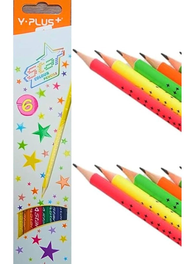 Y-Plus A Box Of Wooden Paints, 6 Long Colors + A Sharpener