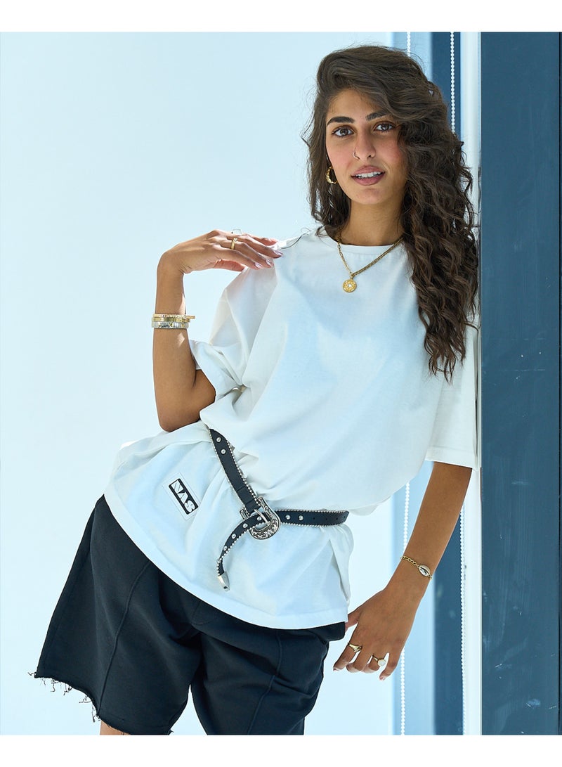 NAS Hat3adi Unisex Oversized SS T-Shirt - Off White - Image 3