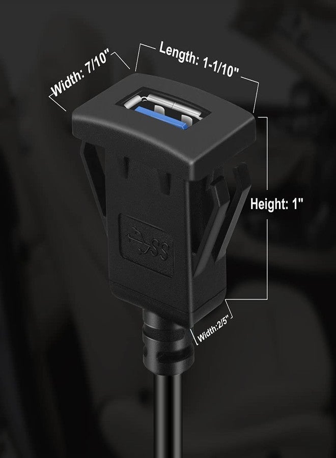 BATIGE Square Single Port USB 3.0 Panel Flush Mount Extension Cable with Buckle for Car Truck Boat Motorcycle Dashboard 1ft - Image 4