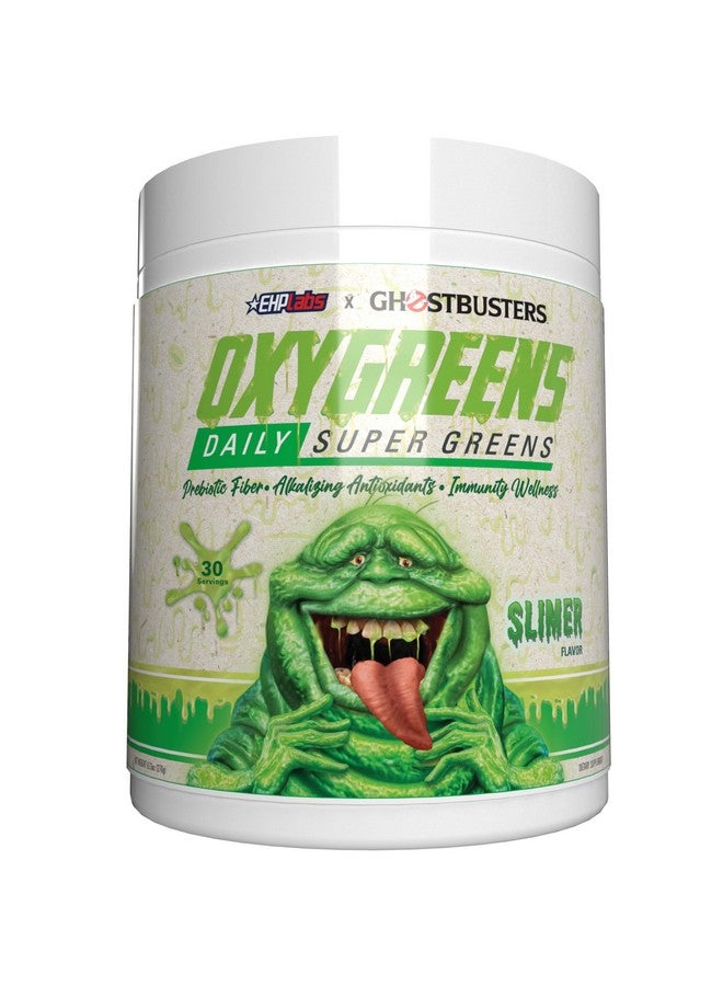 EHP Labs x Ghostbusters OxyGreens Super Greens Powder - Spirulina & Chlorella Superfood, Green Juice Powder with Prebiotic Fibre, Antioxidants & Immunity Support, 30 Serves (Slimer Lime) - Image 1