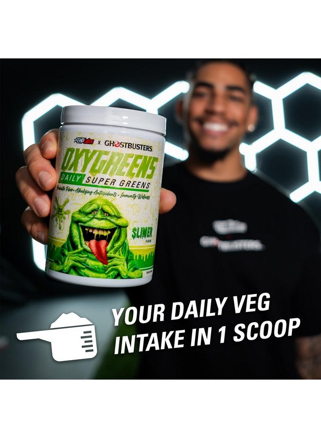 EHP Labs x Ghostbusters OxyGreens Super Greens Powder - Spirulina & Chlorella Superfood, Green Juice Powder with Prebiotic Fibre, Antioxidants & Immunity Support, 30 Serves (Slimer Lime) - Image 4
