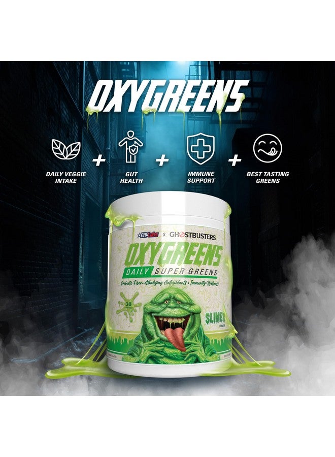 EHP Labs x Ghostbusters OxyGreens Super Greens Powder - Spirulina & Chlorella Superfood, Green Juice Powder with Prebiotic Fibre, Antioxidants & Immunity Support, 30 Serves (Slimer Lime) - Image 3