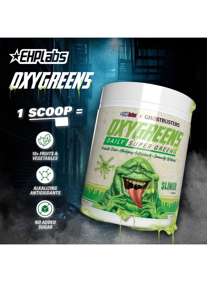 EHP Labs x Ghostbusters OxyGreens Super Greens Powder - Spirulina & Chlorella Superfood, Green Juice Powder with Prebiotic Fibre, Antioxidants & Immunity Support, 30 Serves (Slimer Lime) - Image 2
