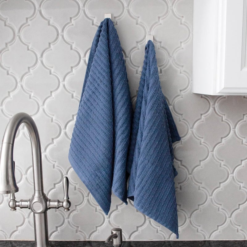 Ritz Royale Collection 100% Combed Terry Cotton, Highly Absorbent, Oversized, Kitchen Towel Set, 28" x 18", 2-Pack, Solid Federal Blue - Image 5