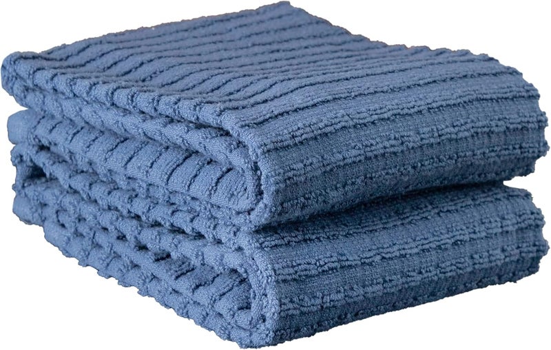 Ritz Royale Collection 100% Combed Terry Cotton, Highly Absorbent, Oversized, Kitchen Towel Set, 28" x 18", 2-Pack, Solid Federal Blue - Image 1