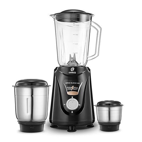 Kinsco 550W Blender Mixer with 3 Jars | Heavy Duty Motor for Daily Grinding and Juicer | Strong Steel Blades | Home and Kitchen | Black - Image 1