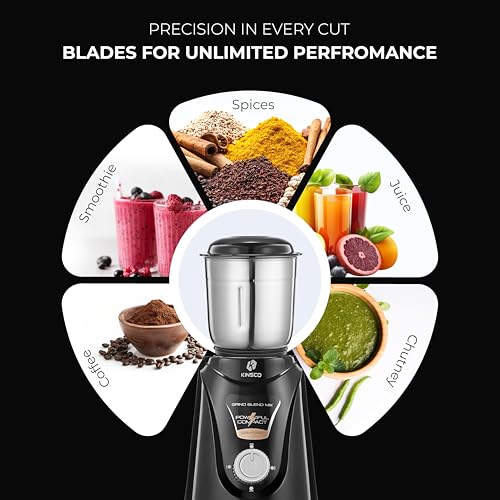 Kinsco 550W Blender Mixer with 3 Jars | Heavy Duty Motor for Daily Grinding and Juicer | Strong Steel Blades | Home and Kitchen | Black - Image 5