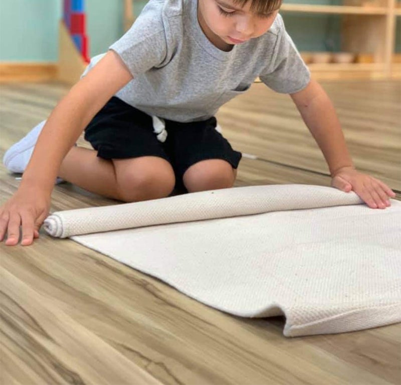 JE JOUE Montessori Materials Children Playing Mat Pure Cotton Working Rug for Toddlers (17"×27", Beige) - Image 4