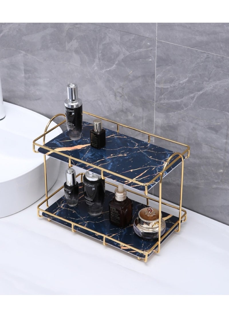 ALMUFARREJ Luxury and elegant bathroom organizer, black marble on gold - Image 2