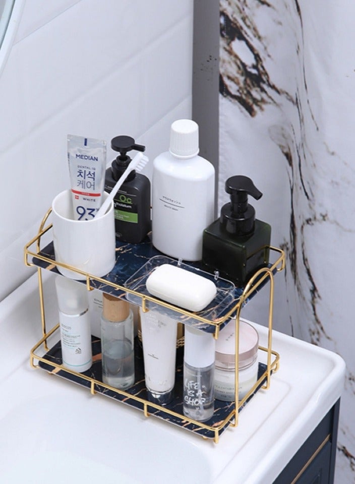 ALMUFARREJ Luxury and elegant bathroom organizer, black marble on gold - Image 3