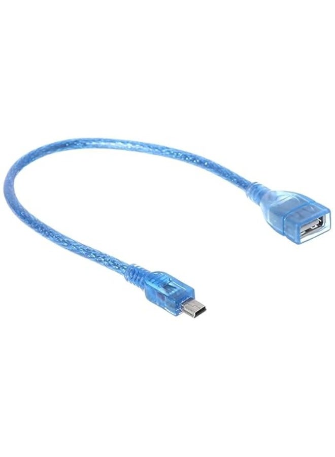 USB 2.0 Amp Female to Mini 5-Pin Male Cable, 10cm, Transparent Blue, for Multiple Devices, OTG V3 - Image 2