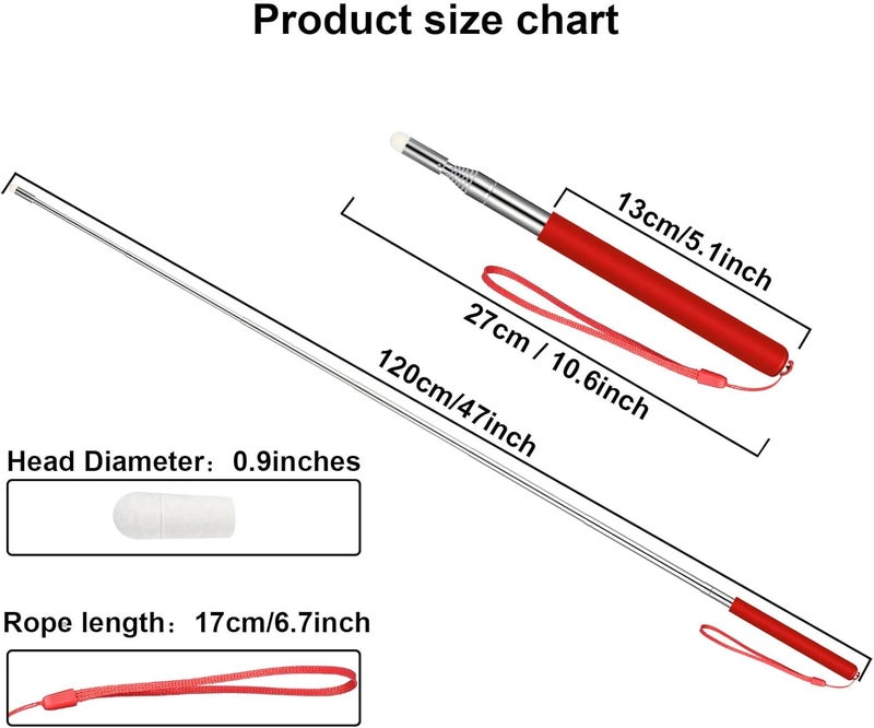تشينكو 4 Pieces Retractable Teacher Pointer for Classroom Teaching Whiteboard Telescopic Pointer with Lanyards and 6 Pieces Extra Felt Nibs for Teachers Coach(39 Inches) - Image 2