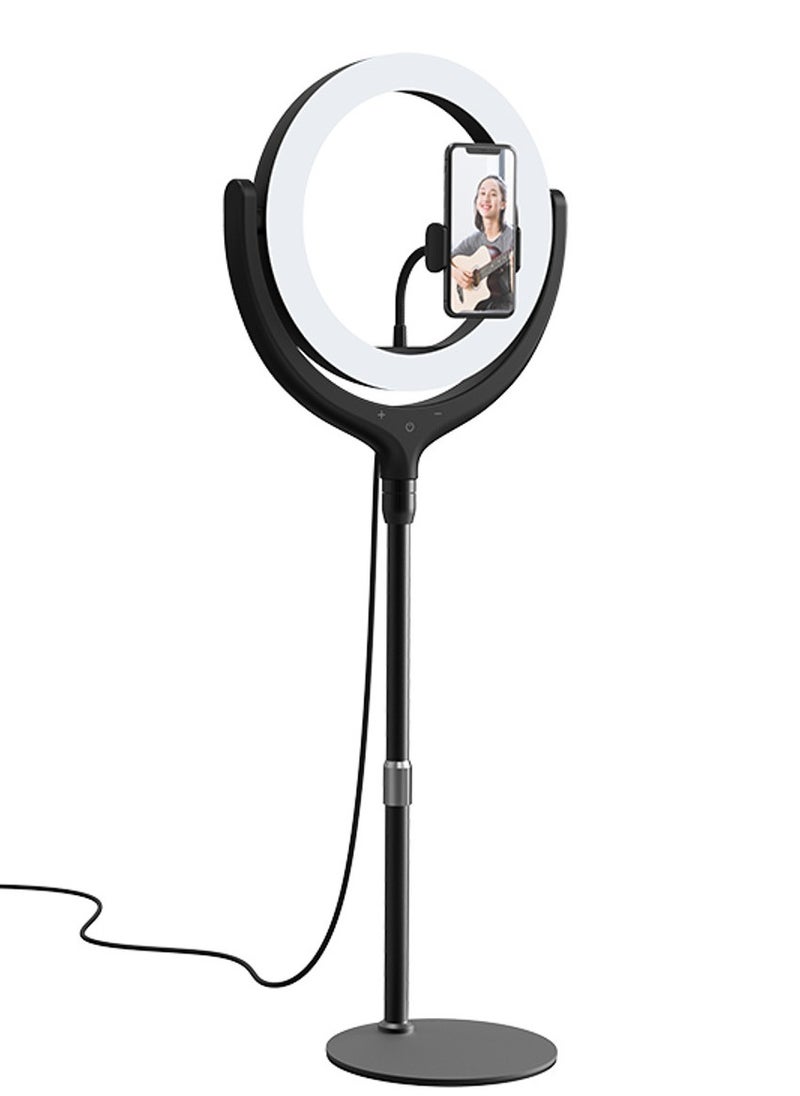 devia Devia New 8 Inch LED Ring Light for Video Photography with Cell Phone Holder in Black  - Image 1
