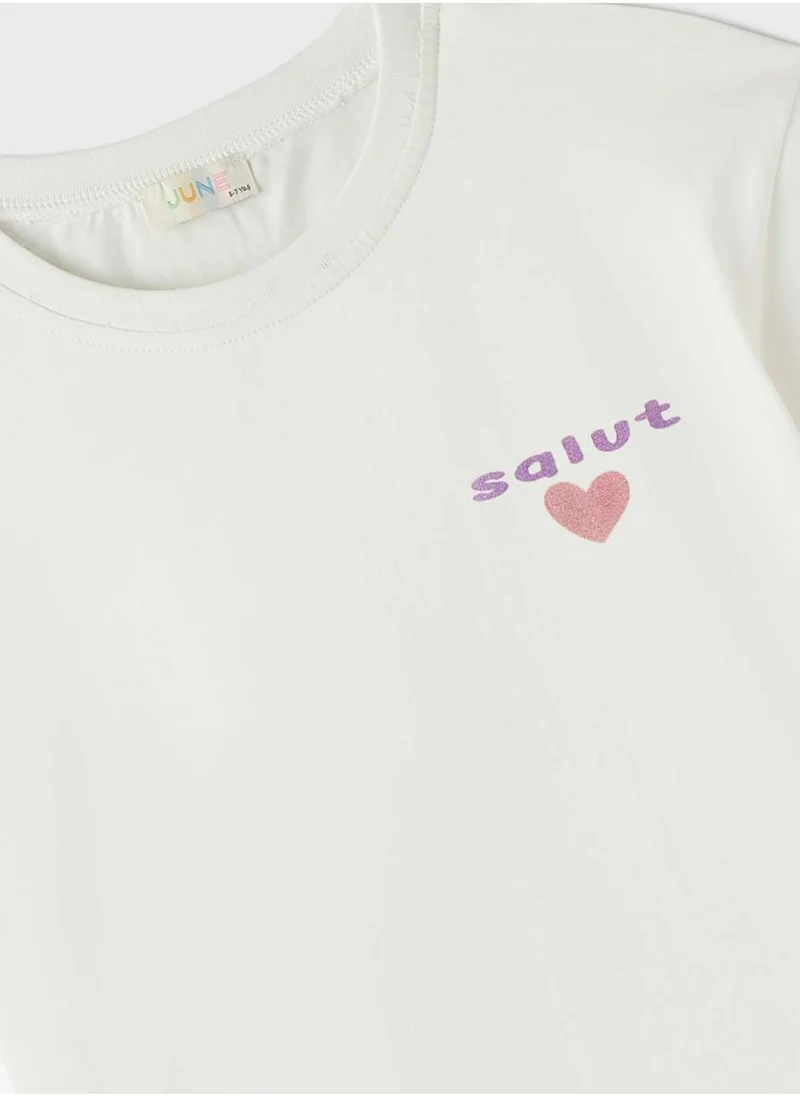 JUNE Kids Crew Neck T-Shirt And Short Set