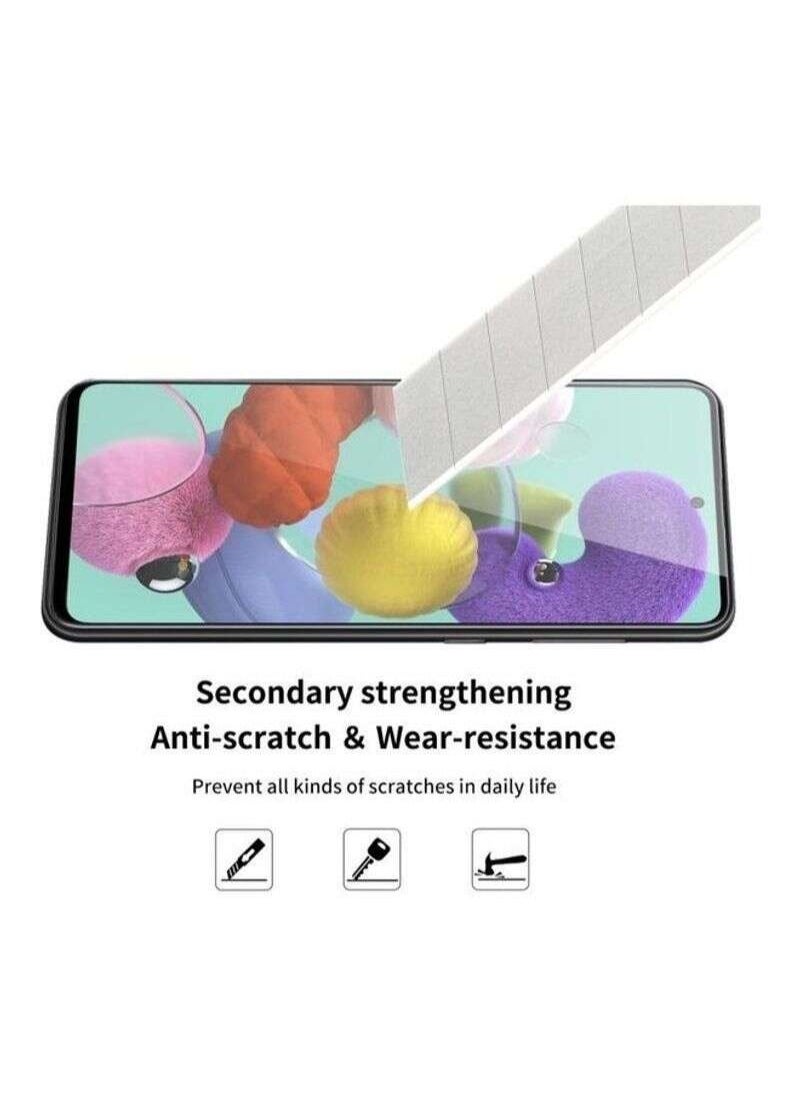 BORTONY Pack Of 2 Hat-Prince Full Glue 9H 2.5D Tempered Glass Full Coverage Film For Samsung Galaxy A51 Clear  - Image 5