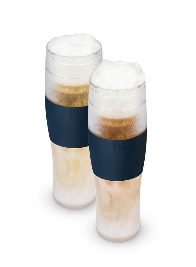 Host Freeze, Frozen Mugs, Freezable Pint Set, Beer Keep Your Drinks Cold, Double Walled Insulated Glasses, Tumbler for Iced Coffee, 16oz, Set of 2, Varsity Blue - Image 1