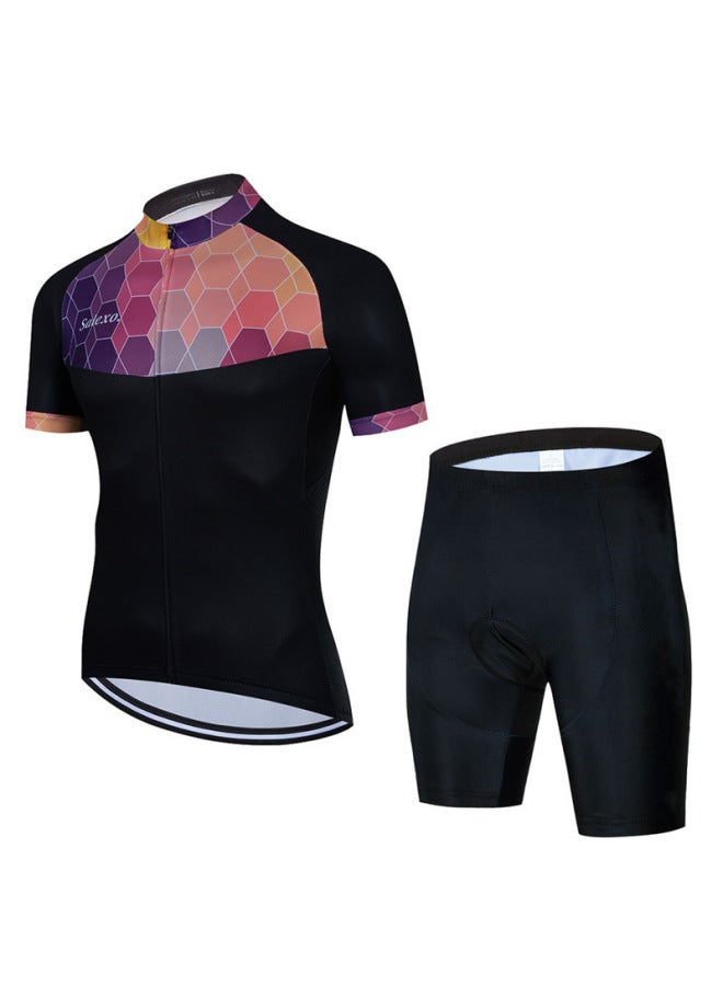 Salexo Men's Summer Sweat-absorbent Cycling Suit Gear Bicycle Short-sleeved Breathable Mountain Bike Clothing
