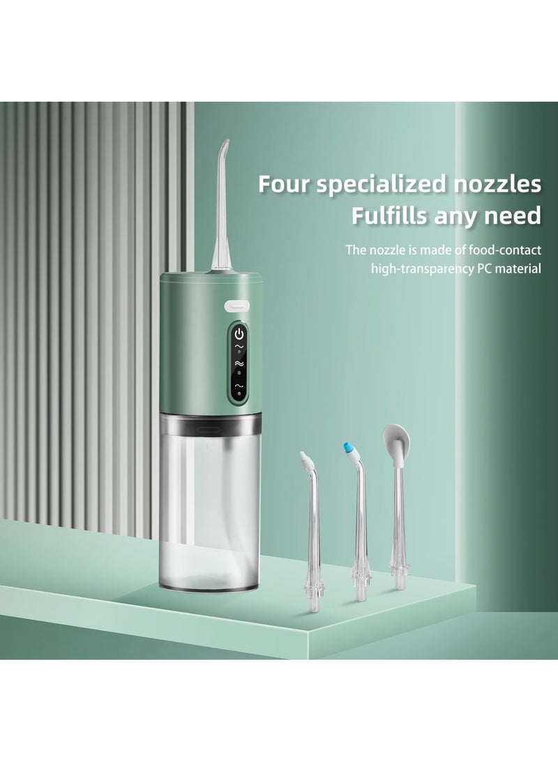 Zikra Water Flossers for Teeth, Water Picks for Teeth Cleaning and Flossing, Portable Dental Water Flosser Teeth Pick with 2 Nozzle, Rechargeable IPX7 Waterproof, Long Battery Life, Green - Image 2