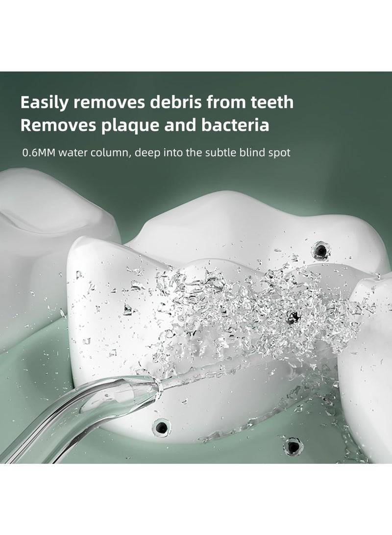 Zikra Water Flossers for Teeth, Water Picks for Teeth Cleaning and Flossing, Portable Dental Water Flosser Teeth Pick with 2 Nozzle, Rechargeable IPX7 Waterproof, Long Battery Life, Green - Image 3