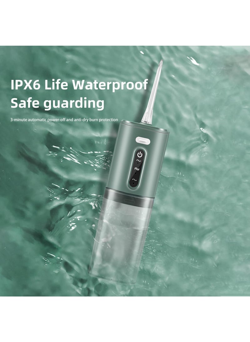 Zikra Water Flossers for Teeth, Water Picks for Teeth Cleaning and Flossing, Portable Dental Water Flosser Teeth Pick with 2 Nozzle, Rechargeable IPX7 Waterproof, Long Battery Life, Green - Image 5