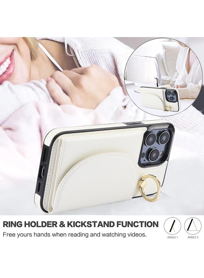 زبون جراب هاتف iPhone 13 Pro Max YM007 مزود بحلقة وحقيبة بطاقات وملمس جلدي - Image 5