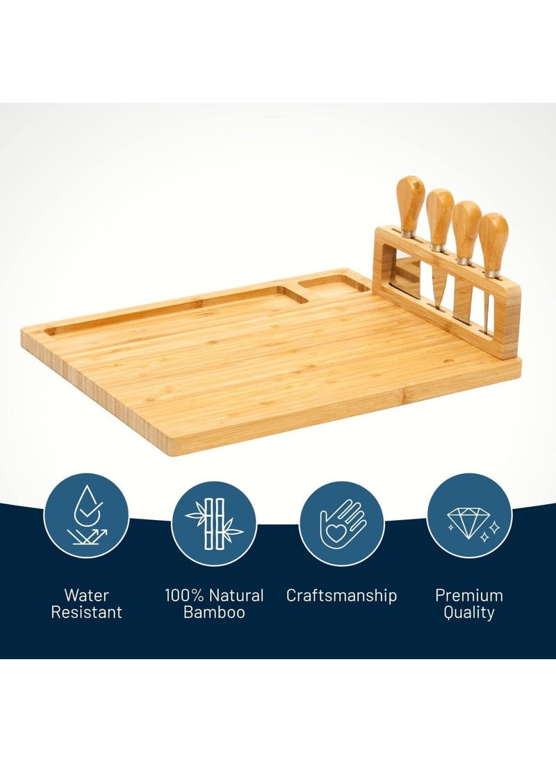 YelaJoy Bamboo Cheese Board and Charcuterie Boards Set & Serving Tray for Meat, and Wine - Birthday Gifts for Women, Wedding Gifts for Couples 2025, Bridal Shower, Housewarming Gifts for New Home  - Image 2