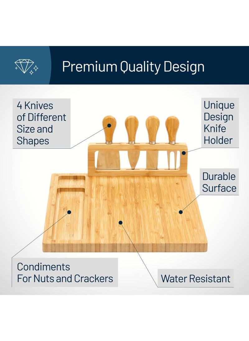 YelaJoy Bamboo Cheese Board and Charcuterie Boards Set & Serving Tray for Meat, and Wine - Birthday Gifts for Women, Wedding Gifts for Couples 2025, Bridal Shower, Housewarming Gifts for New Home  - Image 3