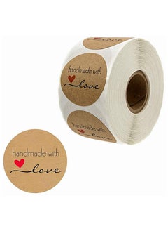 Brown Kraft Paper Labels Stickers Handmade With Love [1inch Sticker][1000 Pcs Labels] for Baking Packaging Envelope Seals Birthday Party Gift Wrap Brown Tags for Wedding