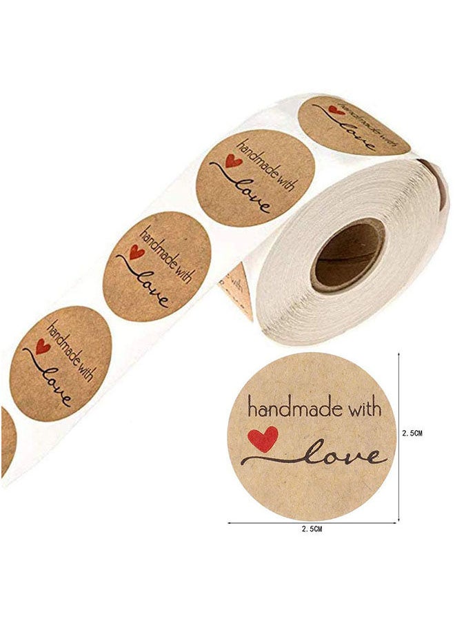 Wownect - Brown Kraft Paper Labels Stickers Handmade With Love [1inch Sticker][1000 Pcs Labels] for Baking Packaging Envelope Seals Birthday Party Gift Wrap Brown Tags for Wedding - Image 1