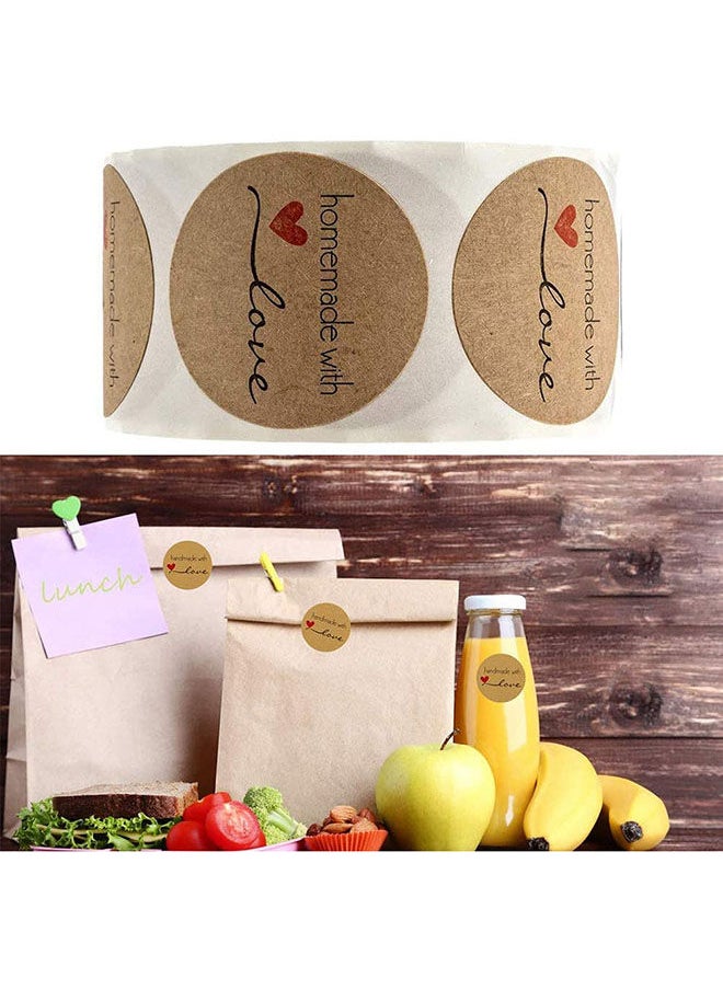Wownect - Brown Kraft Paper Labels Stickers Handmade With Love [1inch Sticker][1000 Pcs Labels] for Baking Packaging Envelope Seals Birthday Party Gift Wrap Brown Tags for Wedding - Image 1