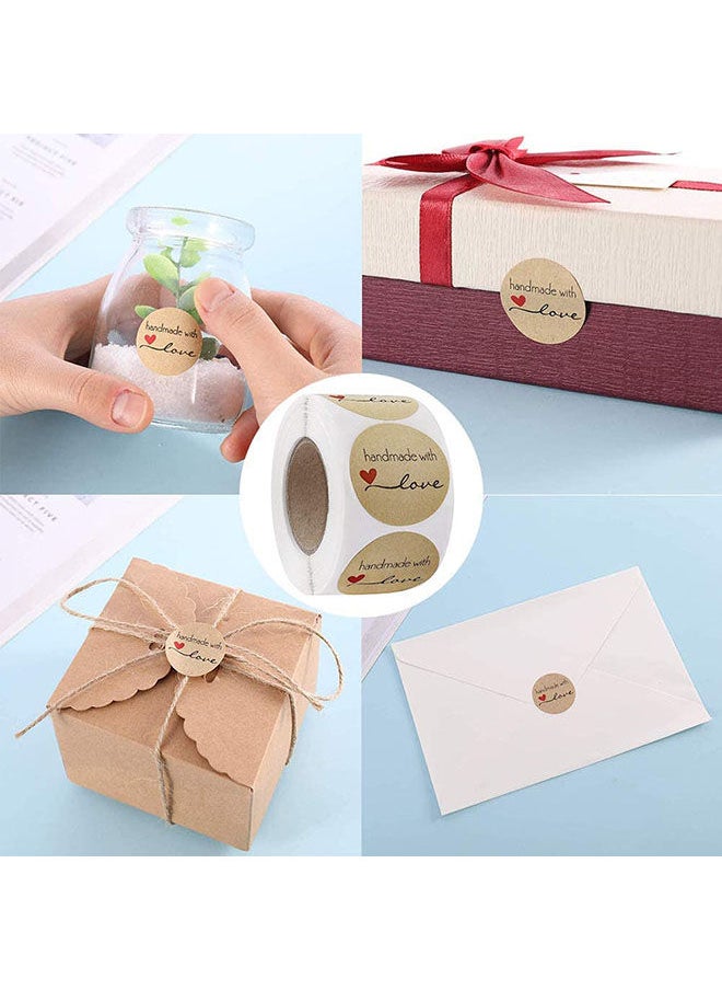 Wownect - Brown Kraft Paper Labels Stickers Handmade With Love [1inch Sticker][1000 Pcs Labels] for Baking Packaging Envelope Seals Birthday Party Gift Wrap Brown Tags for Wedding - Image 1