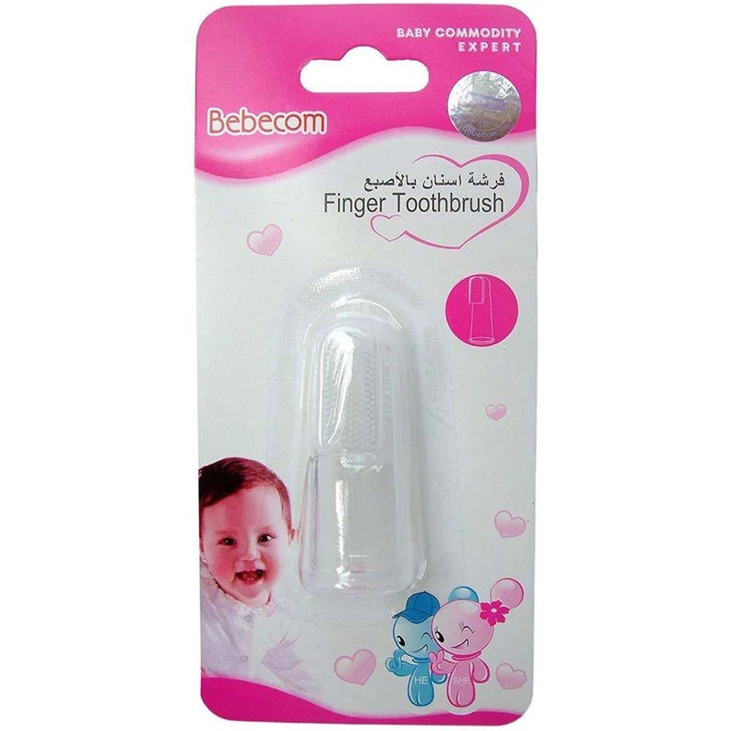 Bebecom Finger Toothbrush 1 Pcs Soft Silicone, Safe Baby Kids Finger Toothbrush, Transparent (0038) - Image 1