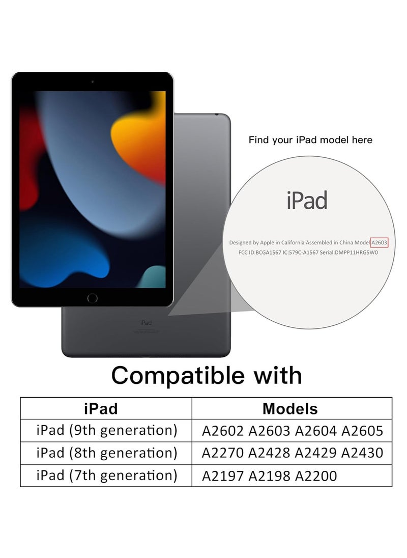 MahMir - Case for iPad 9th Generation (10.2-Inch) (9th/8th/7th Generation, 2021/2020/2019) Supports Apple pencil 2nd Gen. Attachment and wireless charging, Clear Transparent Back Shell Slim Stand Shockproof Tablet Cover, (Black) - Image 1
