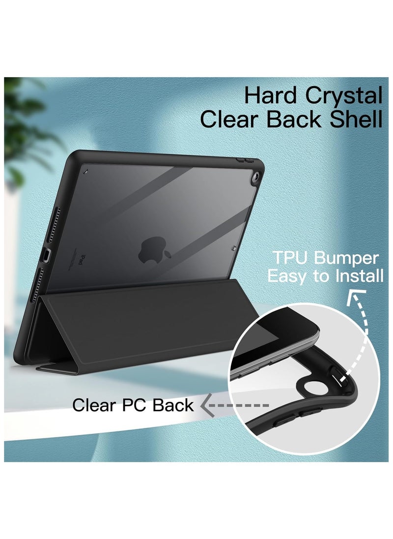 MahMir - Case for iPad 9th Generation (10.2-Inch) (9th/8th/7th Generation, 2021/2020/2019) Supports Apple pencil 2nd Gen. Attachment and wireless charging, Clear Transparent Back Shell Slim Stand Shockproof Tablet Cover, (Black) - Image 1