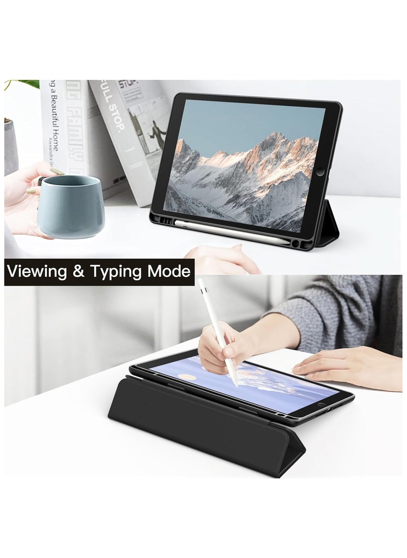 MahMir - Case for iPad 9th Generation (10.2-Inch) (9th/8th/7th Generation, 2021/2020/2019) Supports Apple pencil 2nd Gen. Attachment and wireless charging, Clear Transparent Back Shell Slim Stand Shockproof Tablet Cover, (Black) - Image 1
