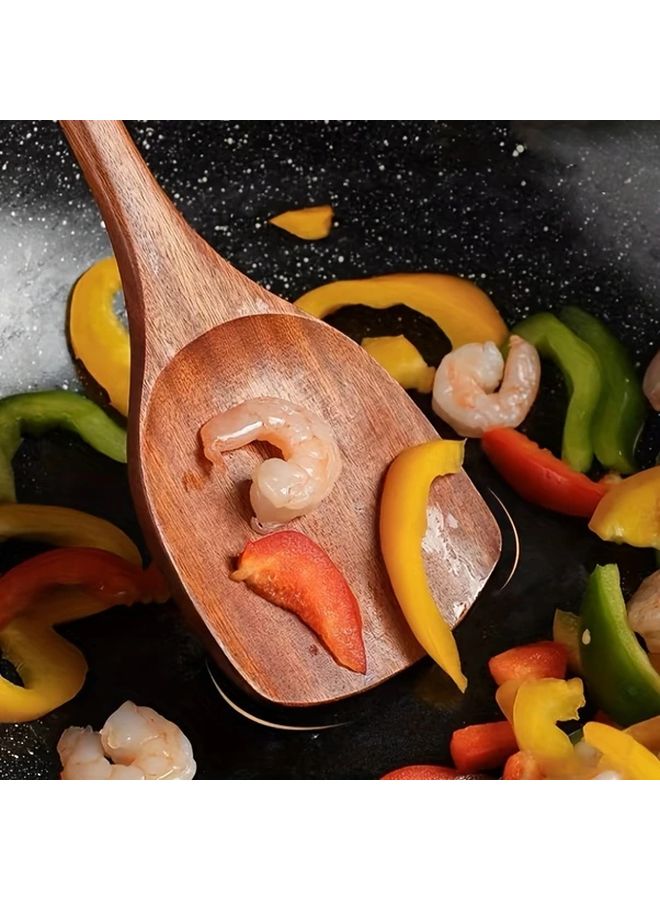 1pc Recycled Wood Spatula Heat Resistant Turner For Non Stick Cookware Pancakes Stir Frying - Image 5