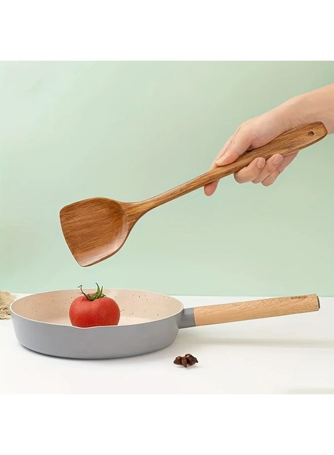 1pc Recycled Wood Spatula Heat Resistant Turner For Non Stick Cookware Pancakes Stir Frying - Image 3