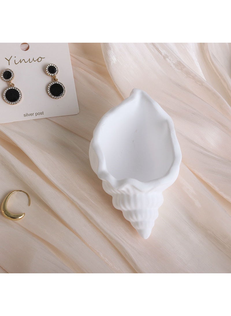 Minimalist White Seashell Dish Photo Prop Organizer Plaster type: conch shape small dish