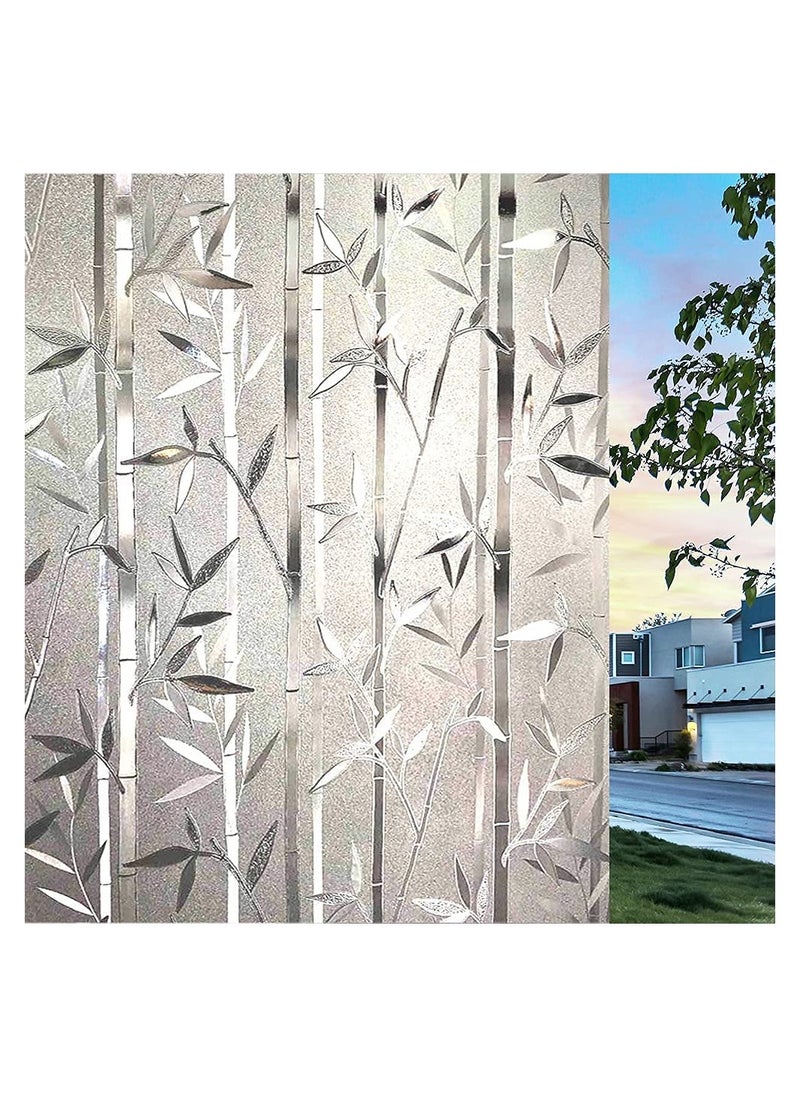 SYOSI Window Frosting Film, Privacy Frosted Self- Adhesive Opaque Static Glass Window Film Clings Removable Anti-UV Bamboo Cling Pattern Film for Home Office Store Decoration (45 x 200cm)  - Image 1